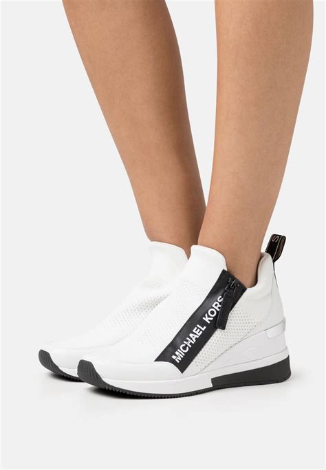 michael kors all white shoes|michael kors white wedge sneakers.